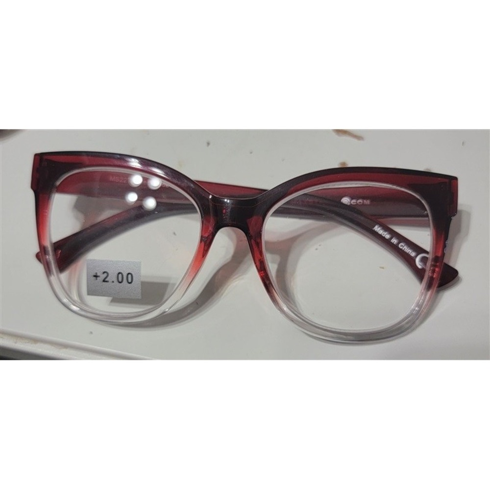 Max Studio Red Ombre Tortoise 1.5 Square Skinny Frame Reading Glasses 120473